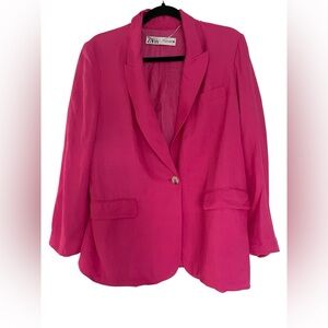 Zara Women's Hot Pink Silk One Button Blazer Size Medium.